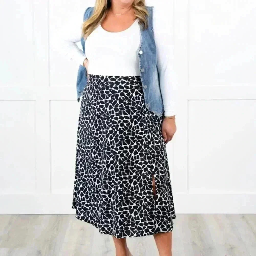 NWT Sew In Love Midi Animal Print Skirt